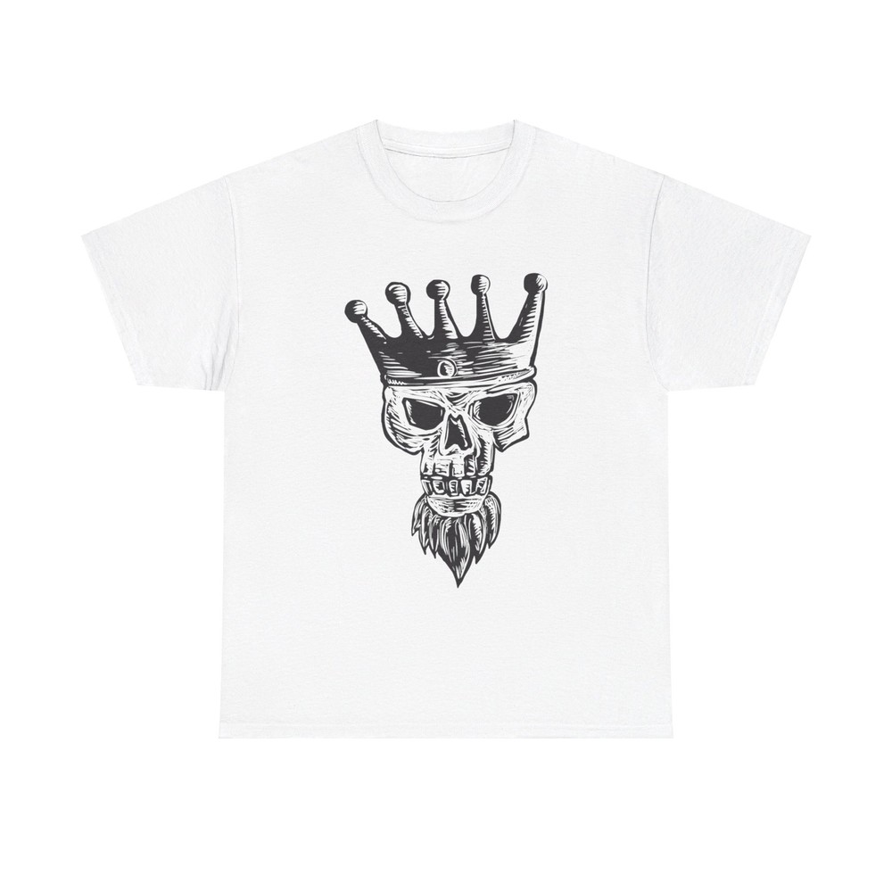 King Skull Crown T-Shirt - beard royalty power vintage gothic death art hipster