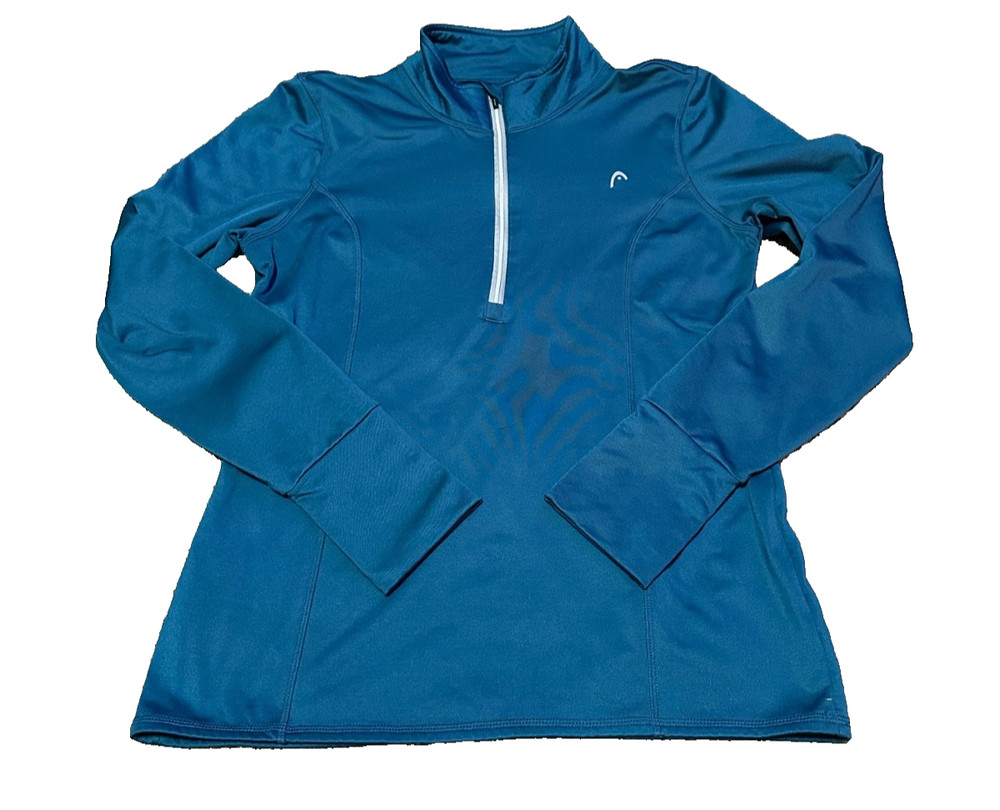 Womens Head 1/4 Zip Pullover Jacket Size Medium Blue Long Sleeve Base Tennis