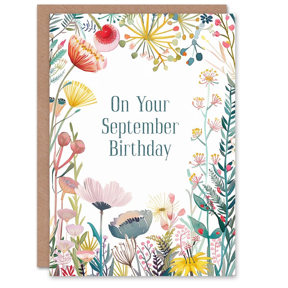 Greeting Card Born in September Bright Sincere Floral Flowers Birthday