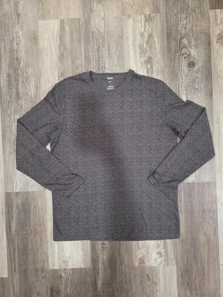 Sonoma Gray Waffle Knit Long Sleeve T-Shirt Men's Large