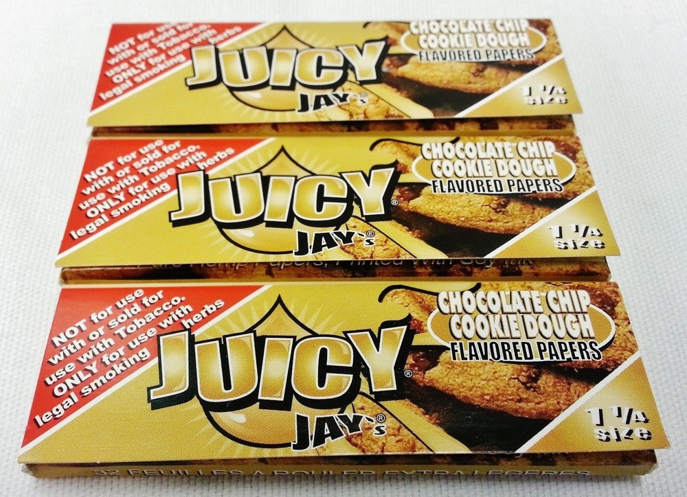 3 Packs Juicy Jay's Chocolate Chip Cookie Dough, 1 1/4 Packs, Free Shipping
