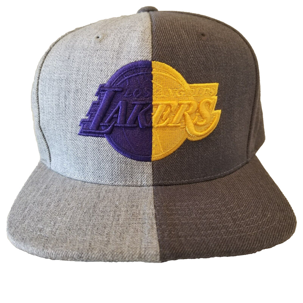 Los Angeles Lakers Mitchell & Ness Snapback Hat - One Size, Two-Tone Gray Cap