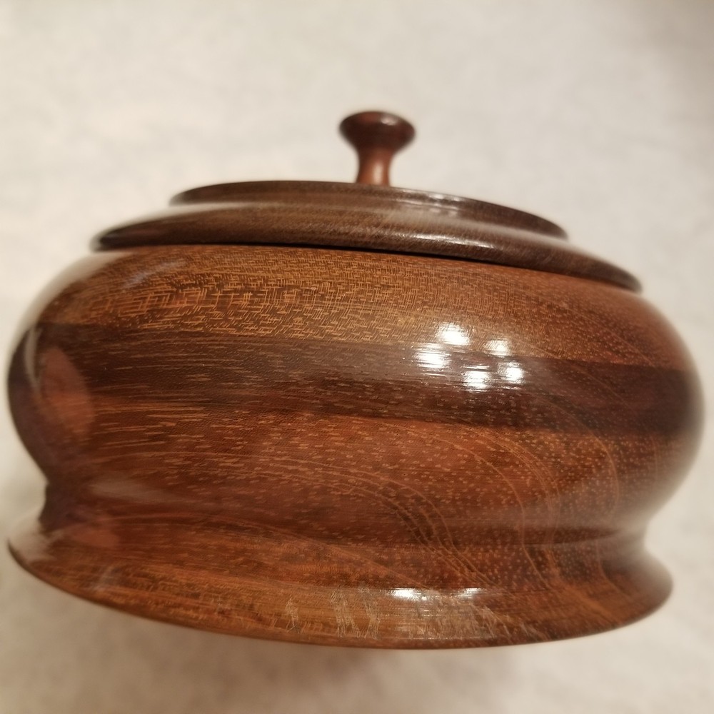 Hand Made Signed By Artist Solid Wood Trinket or Powder Box  5.5