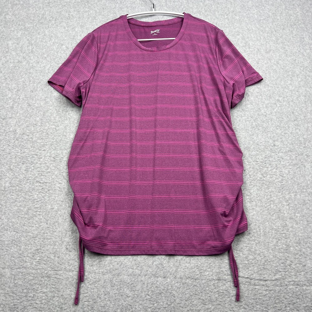Duluth Trading Co Top Women's XL Purple Armachillo Cinch Side Short Sleeve Shirt