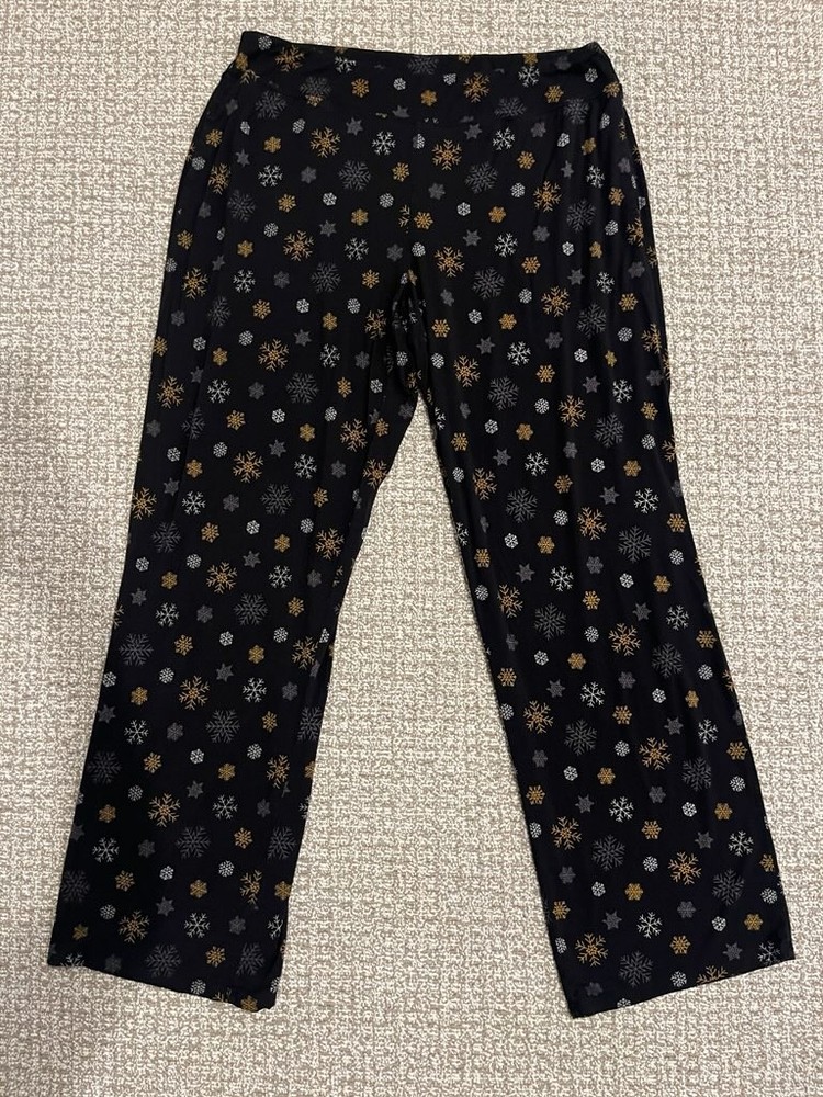 Soma Black Snowflakes Print Pants Sleepwear with Pockets Size Large