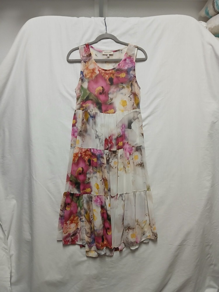 June & Hudson Floral Tier Maxi Dress S Sheer  Cottage Fairy Boho Festival Beach