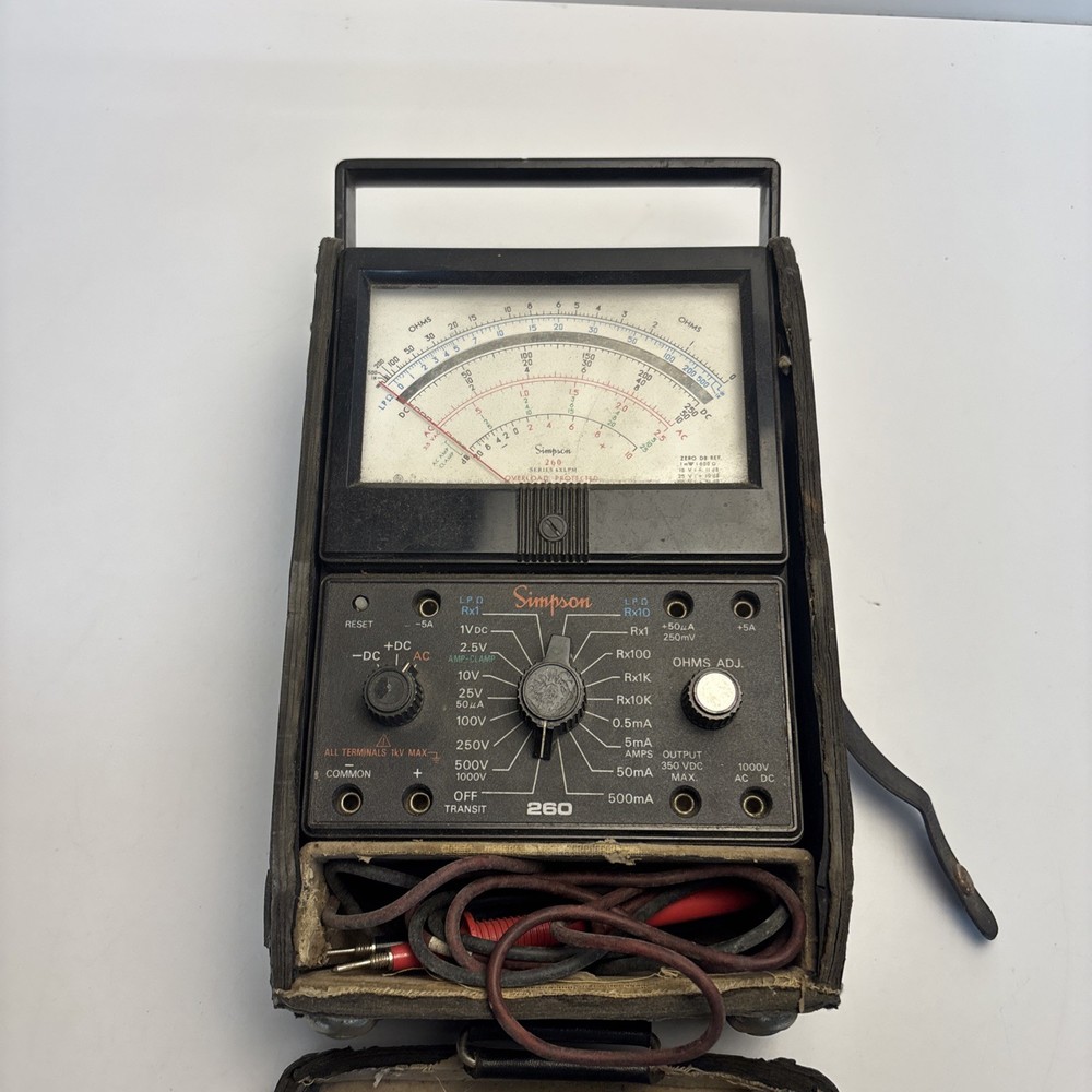 Vintage Simpson 260 Series 6XLPM Volt Ohm Milliammeter Multimeter w Case USA