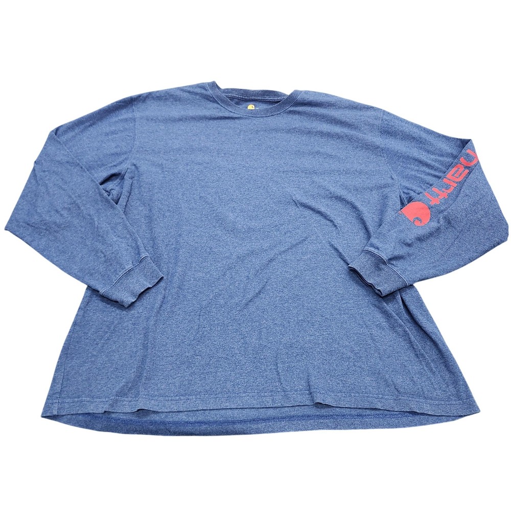 Carhartt Shirt Mens XL Blue Long Sleeve Original Fit Logo Work Tee Tagless