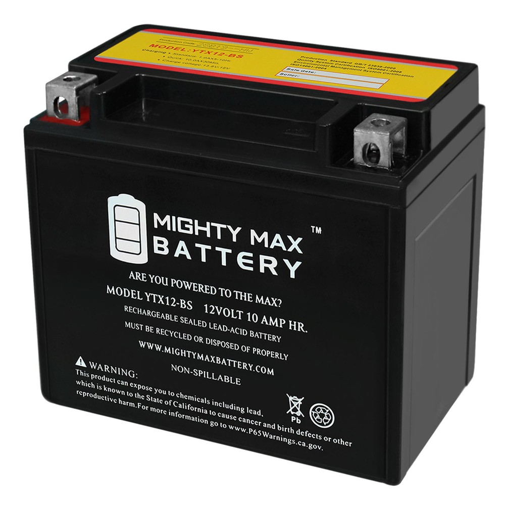 Mighty Max YTX12-BS 12V 10AH Battery for Honda CBR1100XX Blackbird 1997-2000