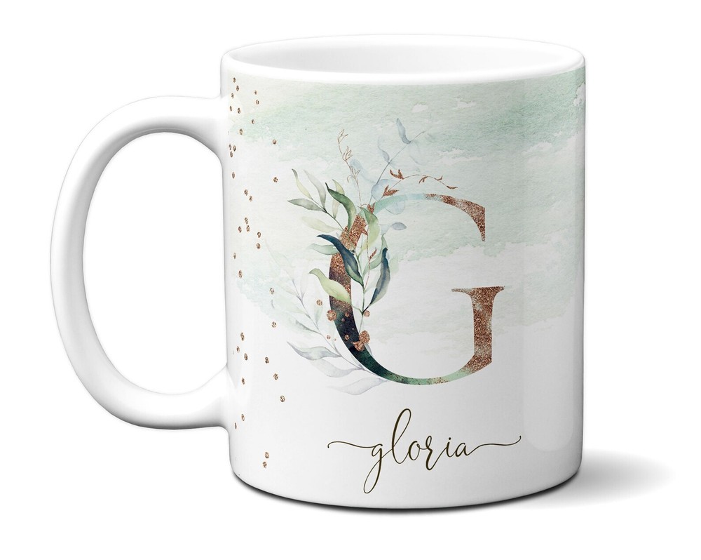 Custom Floral Initial Name Mug - Monogrammed Gift for Bride or Bridesmaids