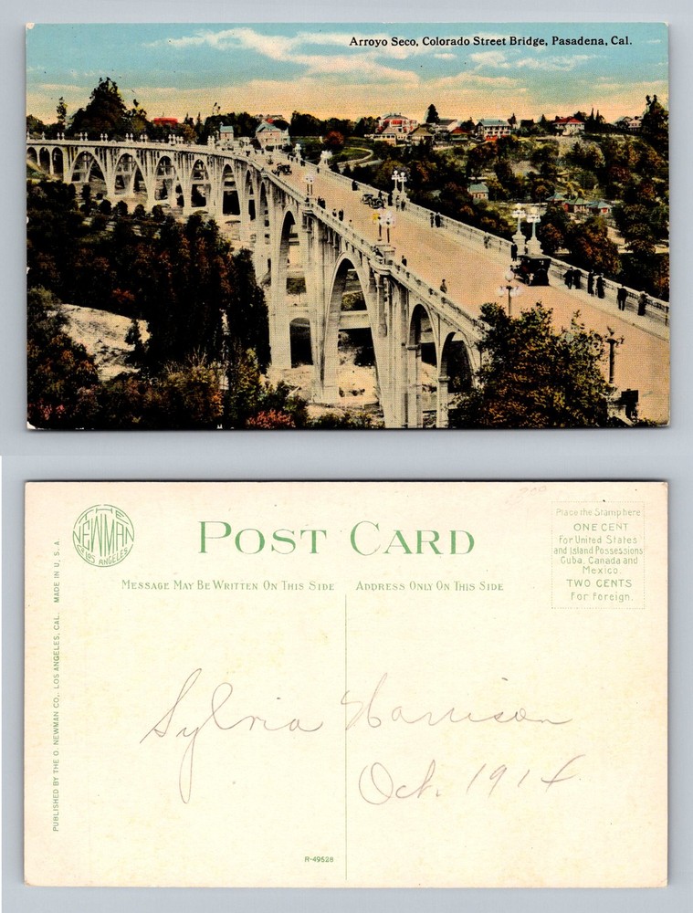 Pasadena, CA-California, Colorado Street Bridge Arroyo Seco Vintage Postcard