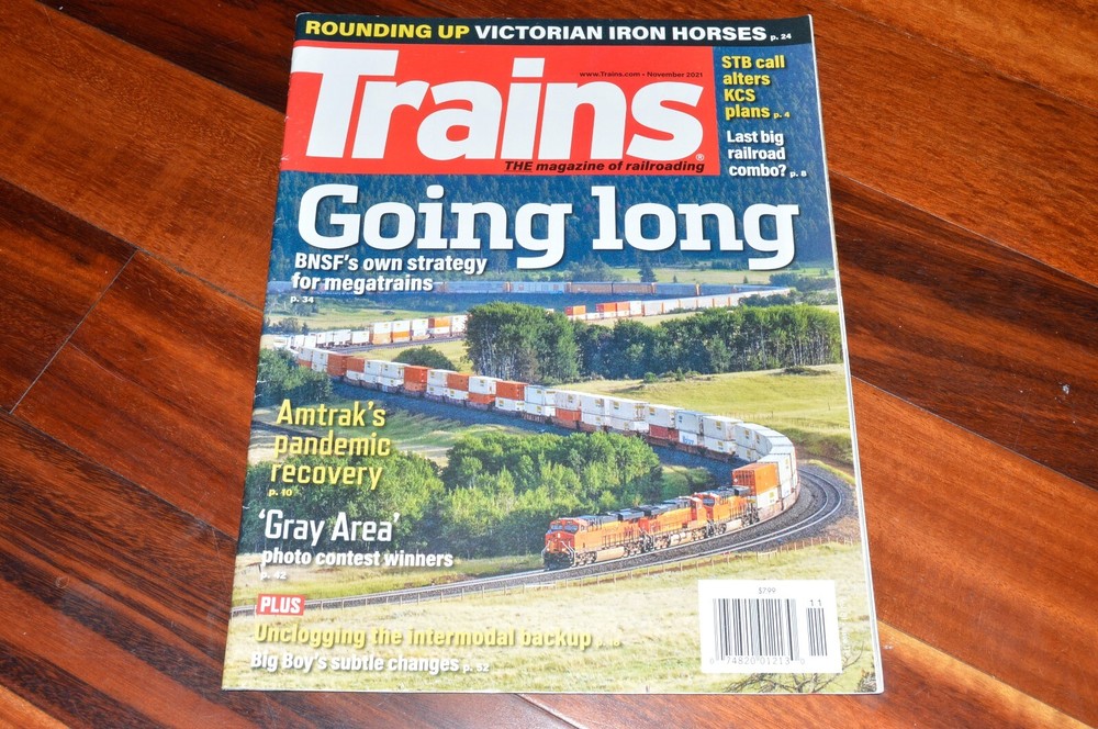 railroad magazine Trains 2021 November BNSF Amtrak KCS victorian steam locomotiv