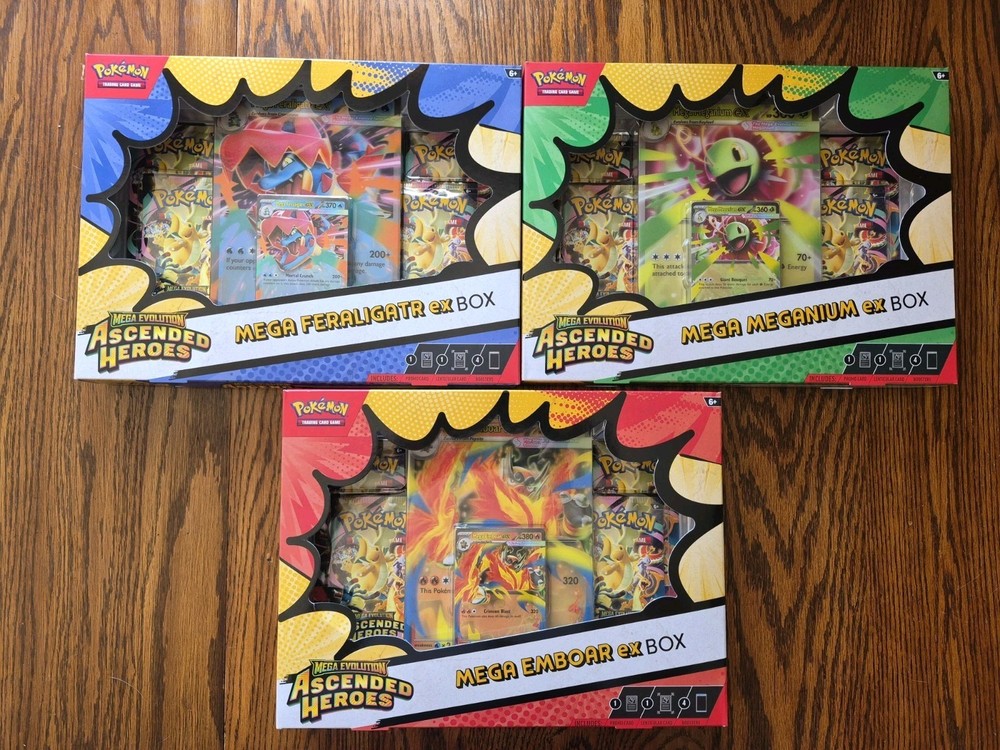 Pokémon TCG: Mega Evolutions Ascended Heroes Mega Ex Box Set Of 3 Sealed.