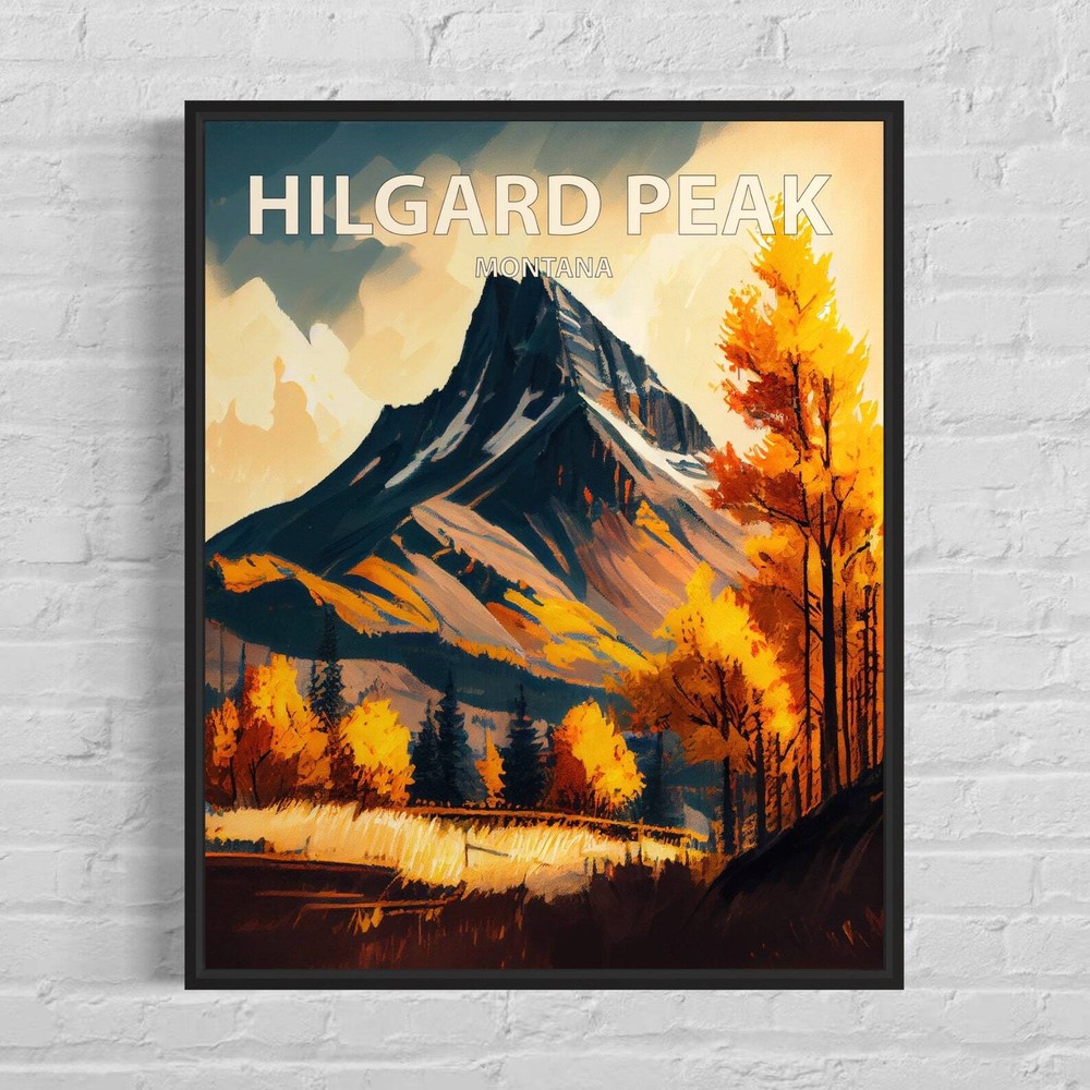 Hilgard Peak Montana Retro Art Print Hilgard Peak Wall Art Painting Hilgard