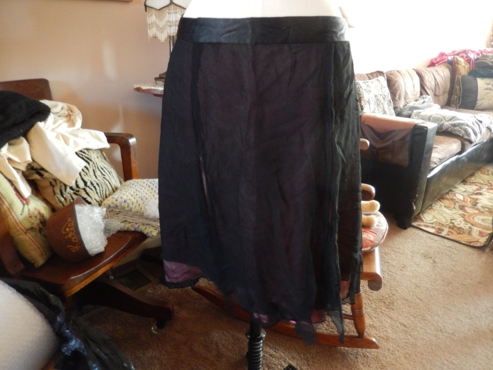 Free People Bohemian 100% Silk Lined Gauze Acetate Knee Length Skirt Size 10