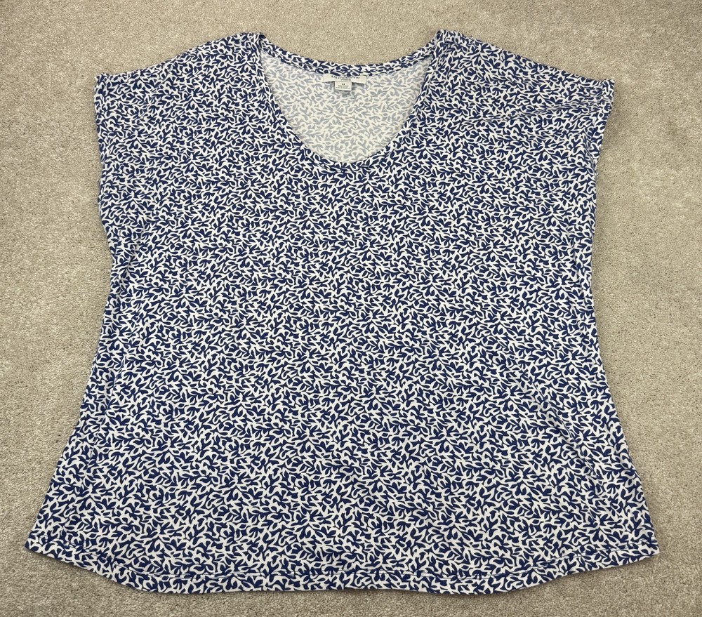 Liz Claiborne Woman Plus Size 3X Sleeveless Floral Top Blue White Blouse