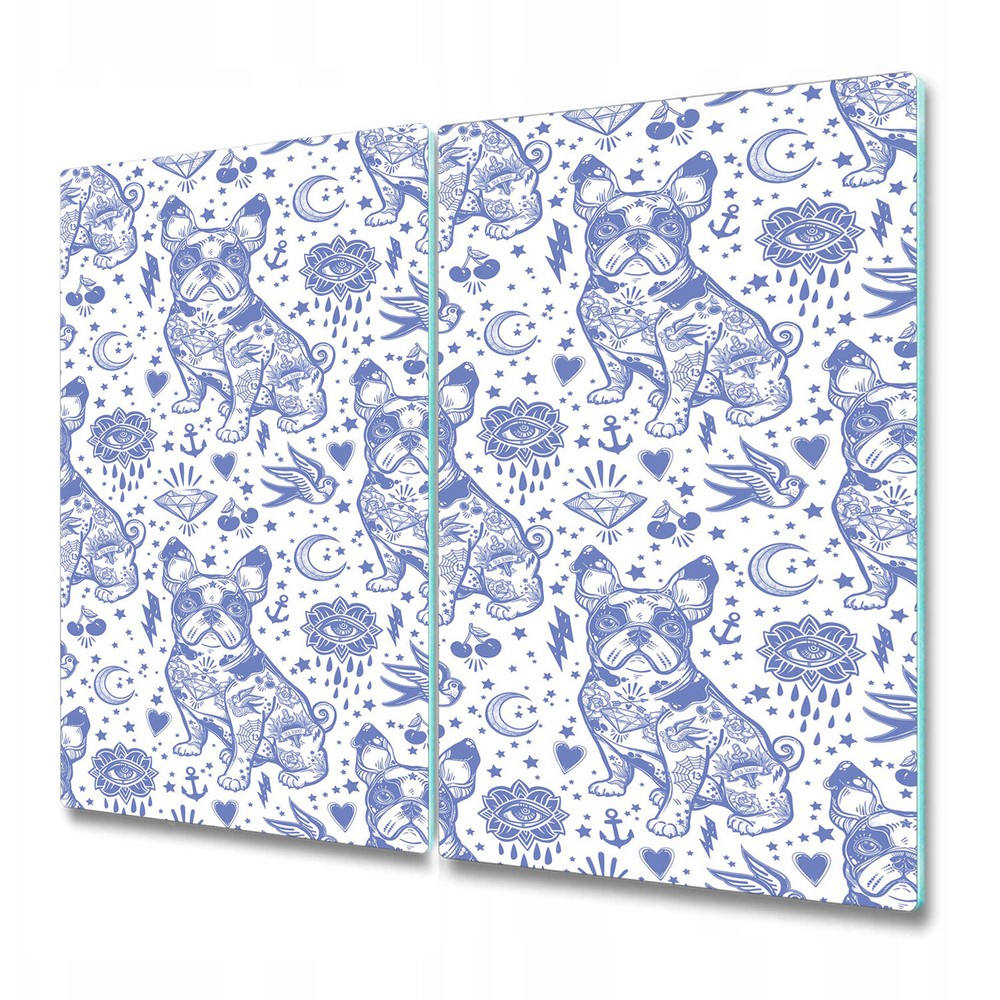 Glass Worktop Kitchen Chopping Board Pin Up French Bulldog Blue dogs 2x30x52