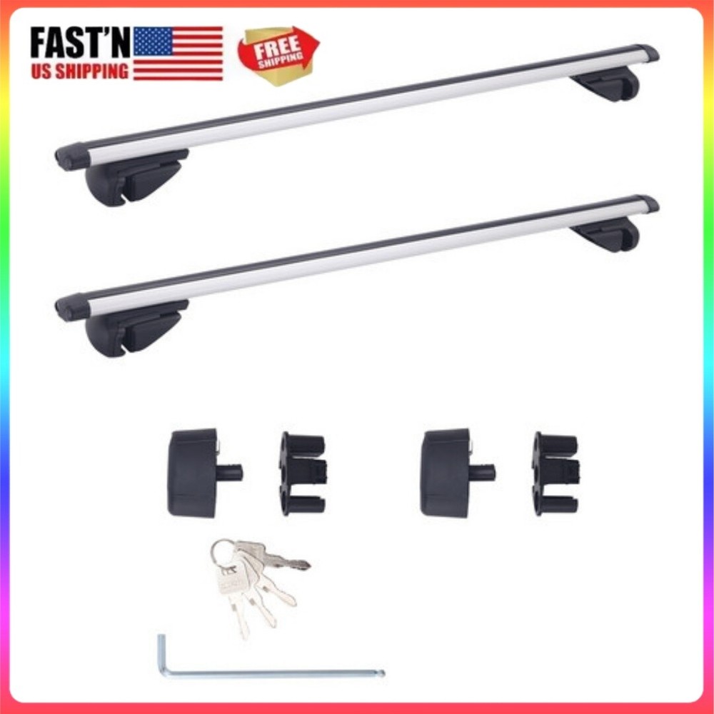 2Pcs 48in Universal Aluminum Roof Rack Crossbar Carrier for Luggage Mounting