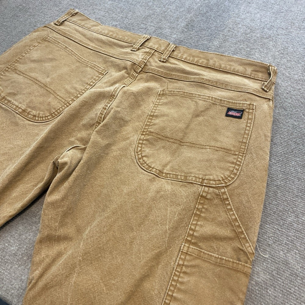 Y2K Distressed Dickies Carpenter Pants Mens 38x30 Faded Brown Workwear Grunge