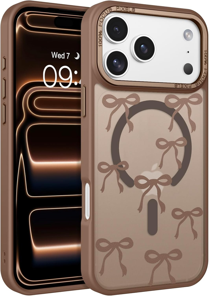 Magnetic for Iphone 17 Pro Max Case with Cute Ribbon Bows Pattern, [Compatible w