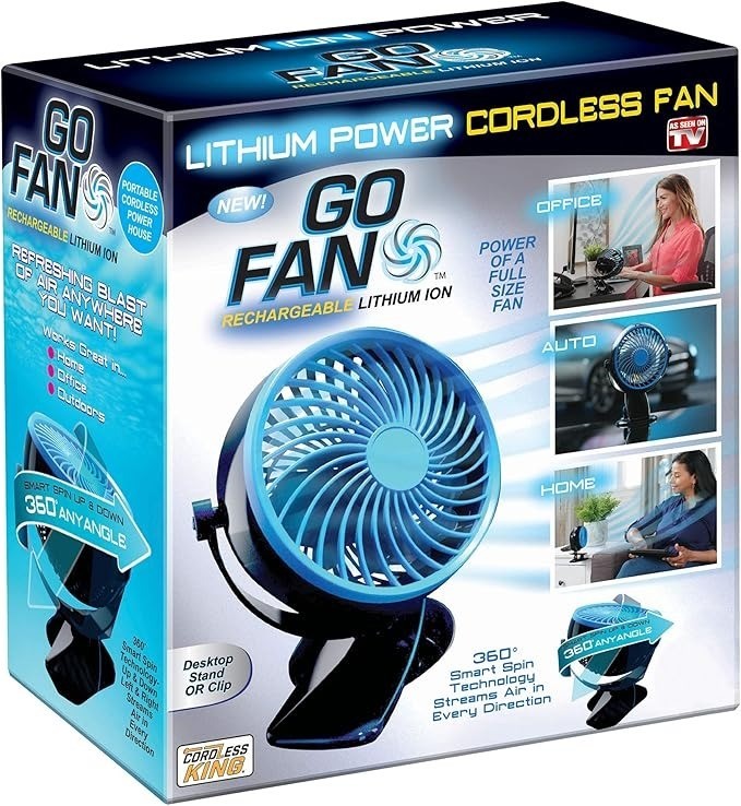 Spark Innovators Go Fan Rechargeable Cordless Portable Fan With Desk Stand