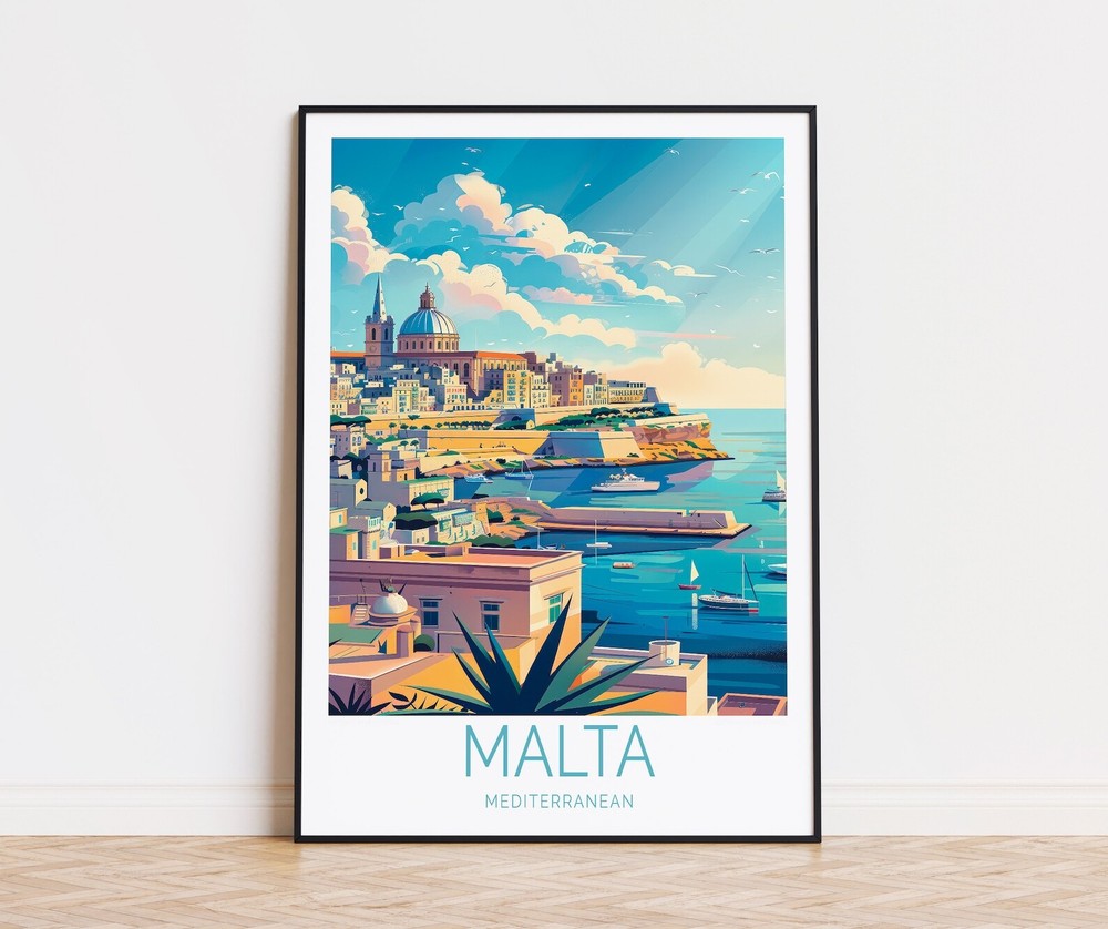 Malta Travel Print Mediterranean Wall Art Europe Custom Travel Poster Home