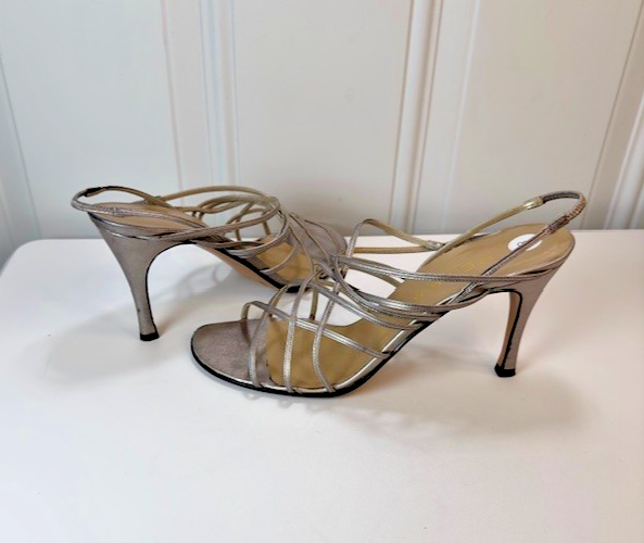 Petra Firenze VINTAGE Metallic Strappy Heels Women's US Size 8M Italian Leather