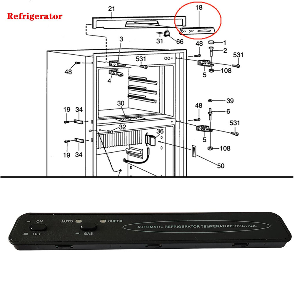 For Dometic Refrigerator 2-Way Eyebrow Board DM2652/DM2852/DM2862/RM2351 Parts