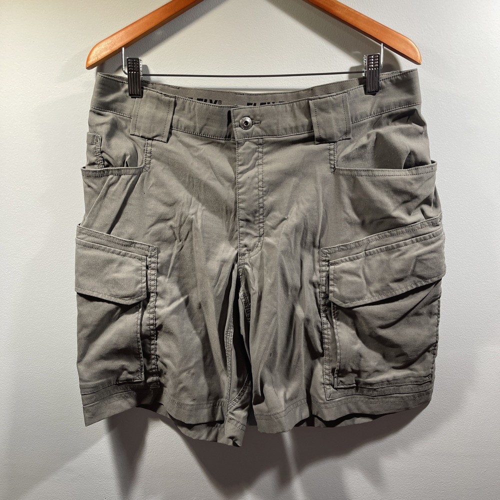 Duluth Trading Flex Dry On The Fly Mens 34 Gray Cargo Hiking Outdoors Shorts