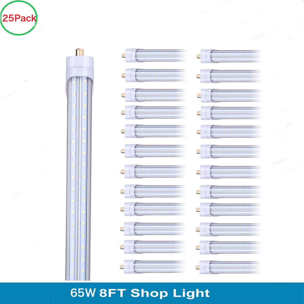 25Pack 8FT Led Tube Light Bulbs T8 Single Pin 65W 8' FA8 8 Foot Led Shop Light