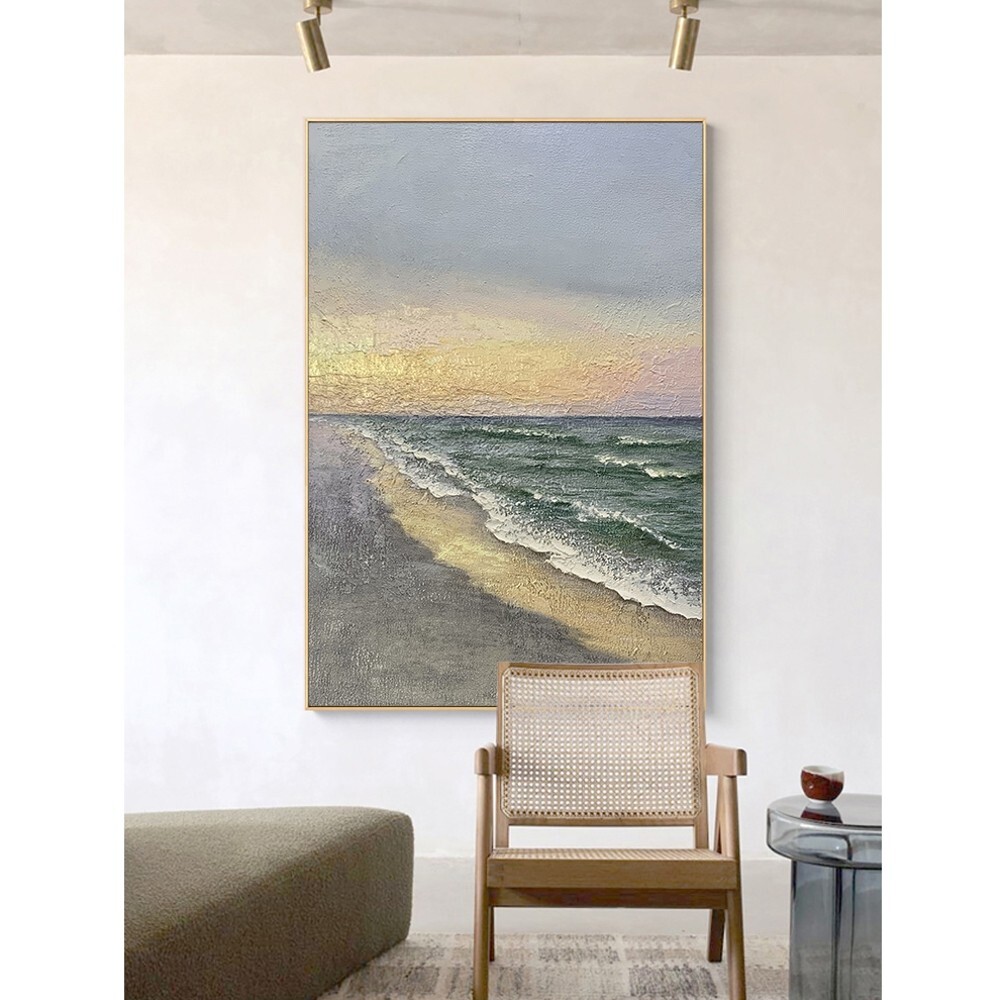 Beach Scenery Oil Painting Abstract Handmade Canvas Decorative Mural Acrylic
