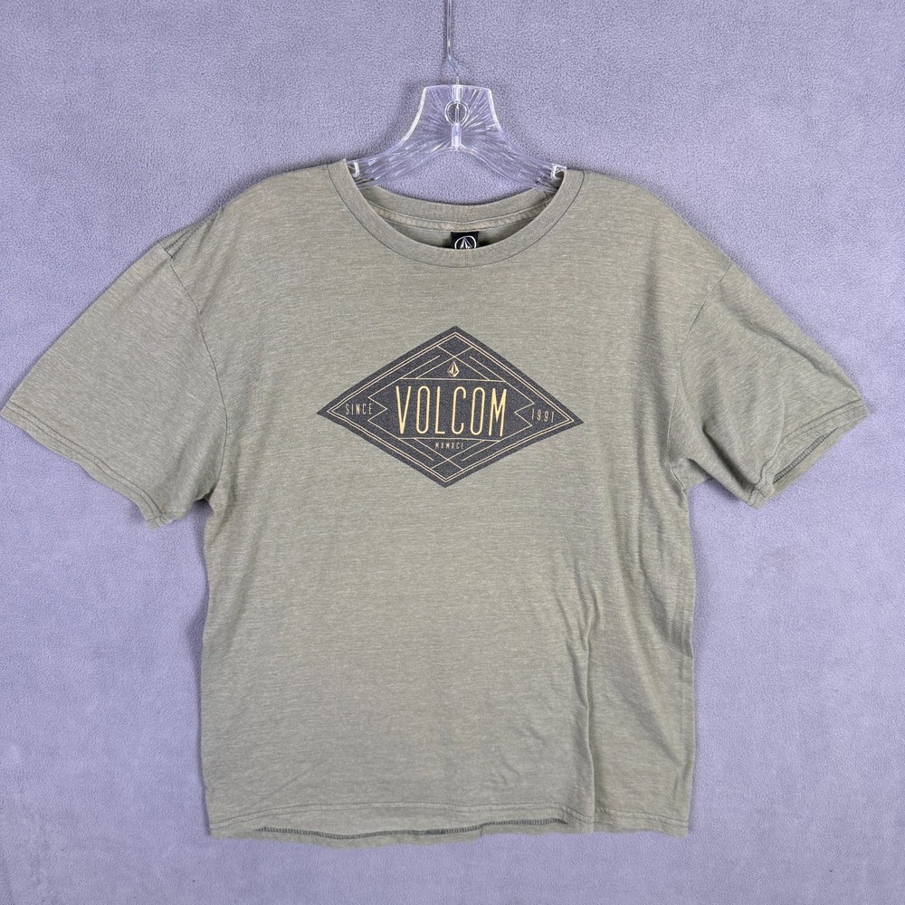 Vintage 2000s Volcom Mens Shirt Size L Graphic Tee Skate Surf Y2K Green Spellout
