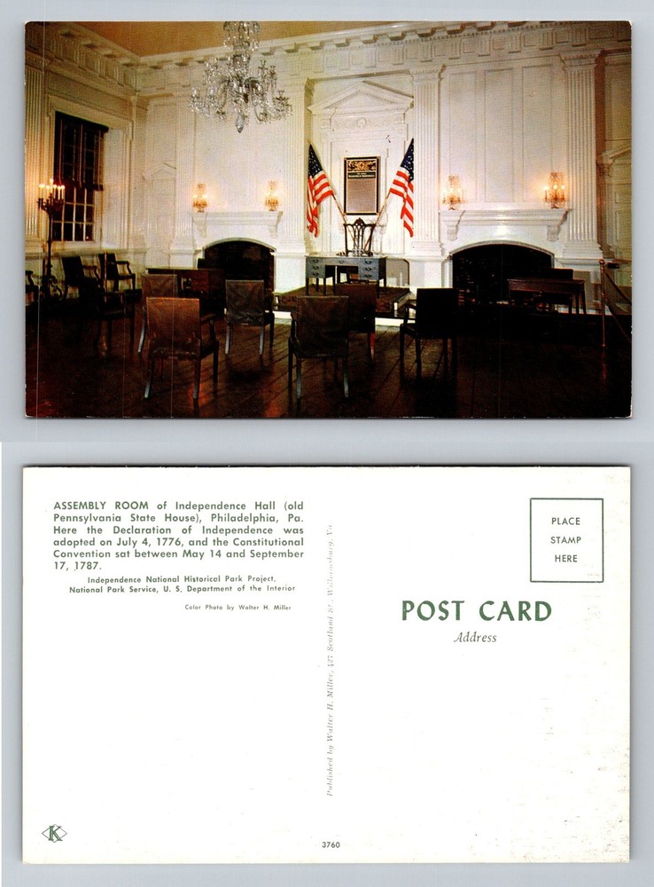 Philadelphia, PA-Pennsylvania, Independence Hall Assembly Room Vintage Postcard