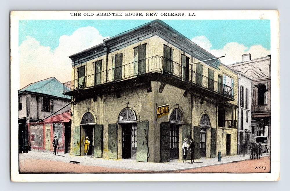 Postcard Louisiana New Orleans LA Old Absinthe House 1930s Unposted White Border-image