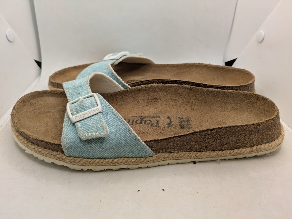 Papillio by Birkenstock Sandals Women s Size 38 EU/7.5 US Sky Blue Strap EUC