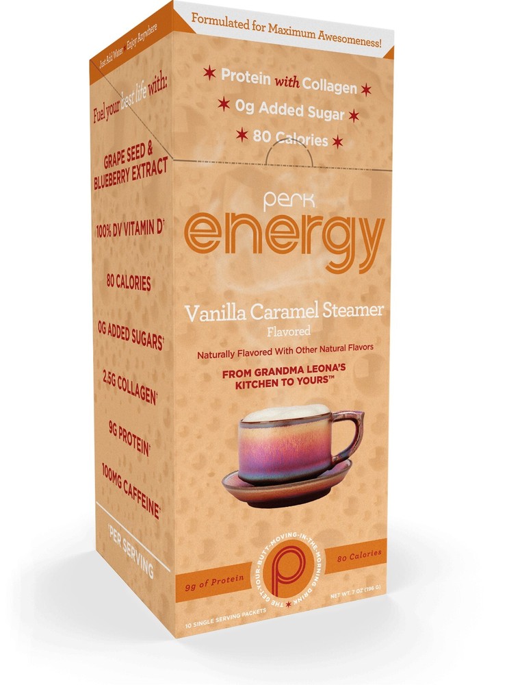 Vanilla Caramel Steamer Perk Energy Drink Powder - 10 Servings