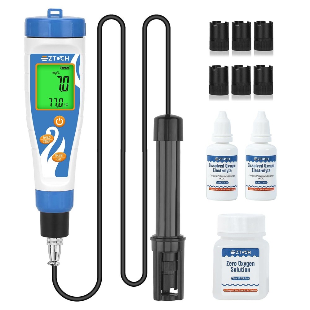 Portable Dissolved Oxygen Meter for Pond, Digital Dissolved Oxygen Test Kit f...