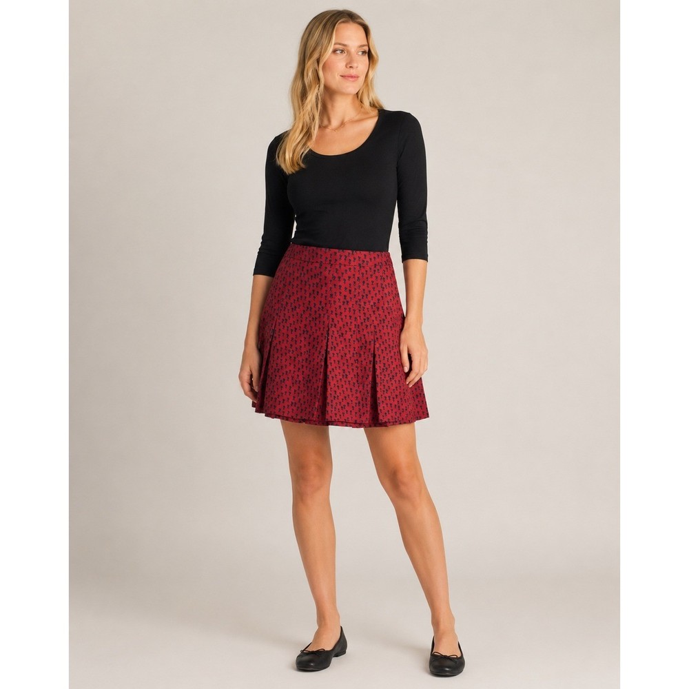 Marc by Marc Jacobs 100% Silk Pleated Mini Skirt Red Navy Size 4