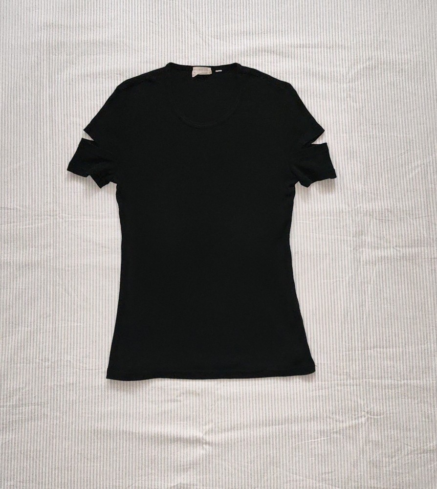 HELMUT LANG BLACK TEE WITH SLIT SLEEVE (RARE 1999 COLLECTORS EDITION )