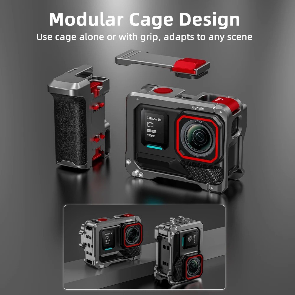 SZKOSTON Insta360 Ace Pro 2 Grip Kit — Aluminum Cage Frame with Lens Cap (Bundle