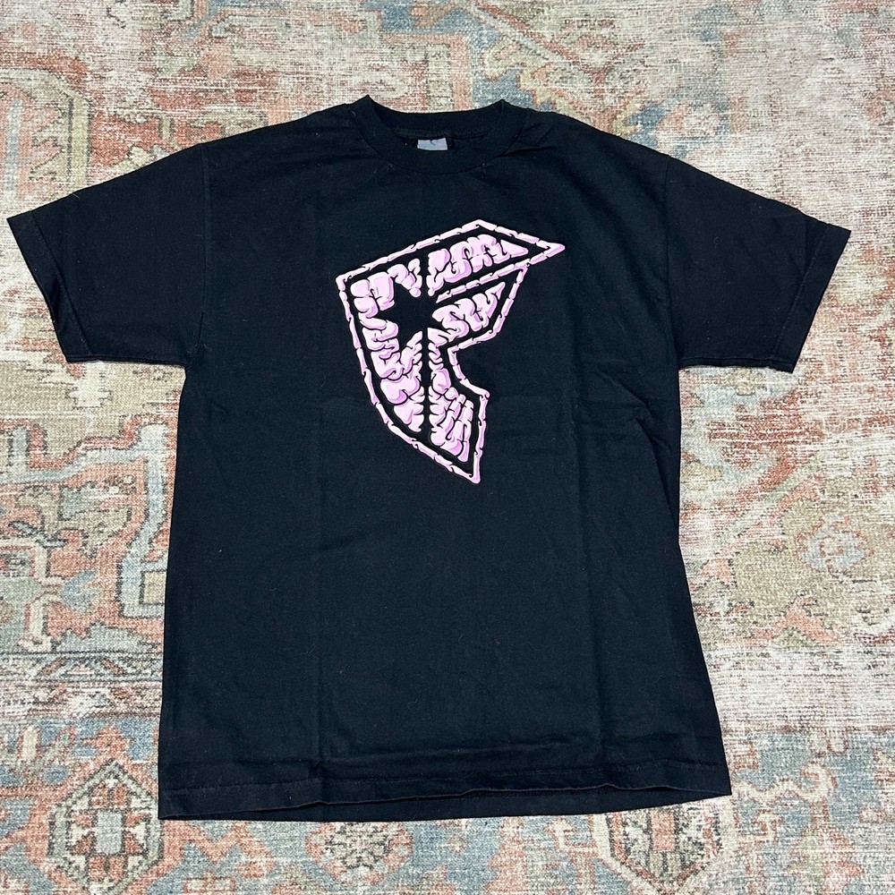 Vintage Y2K FAMOUS STARS AND STRAPS Black Pink Brain Logo Shirt LG Excellent