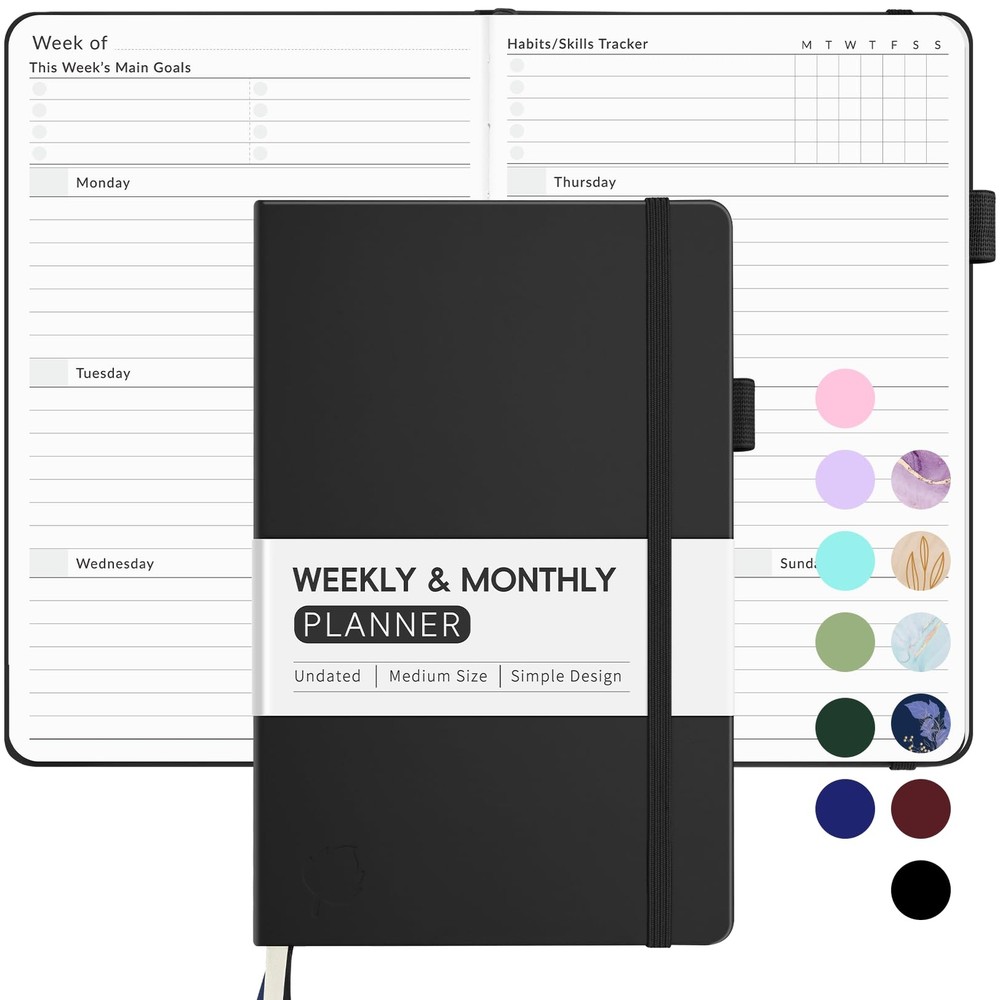 Undated Weekly Planner for 2024-2025 Forvencer Simplified Weekly & Monthly Ca...