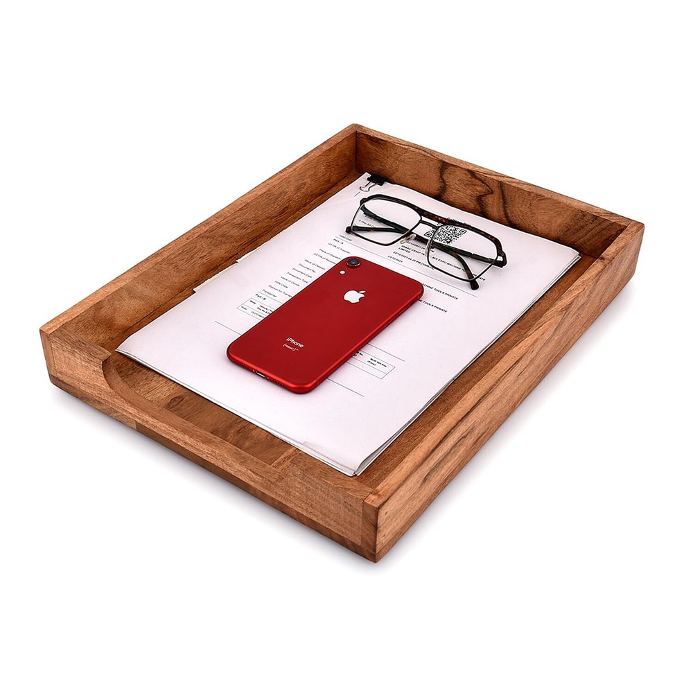 Acacia Wood Letter Trays and Stacking Supports for Desk Organization-image