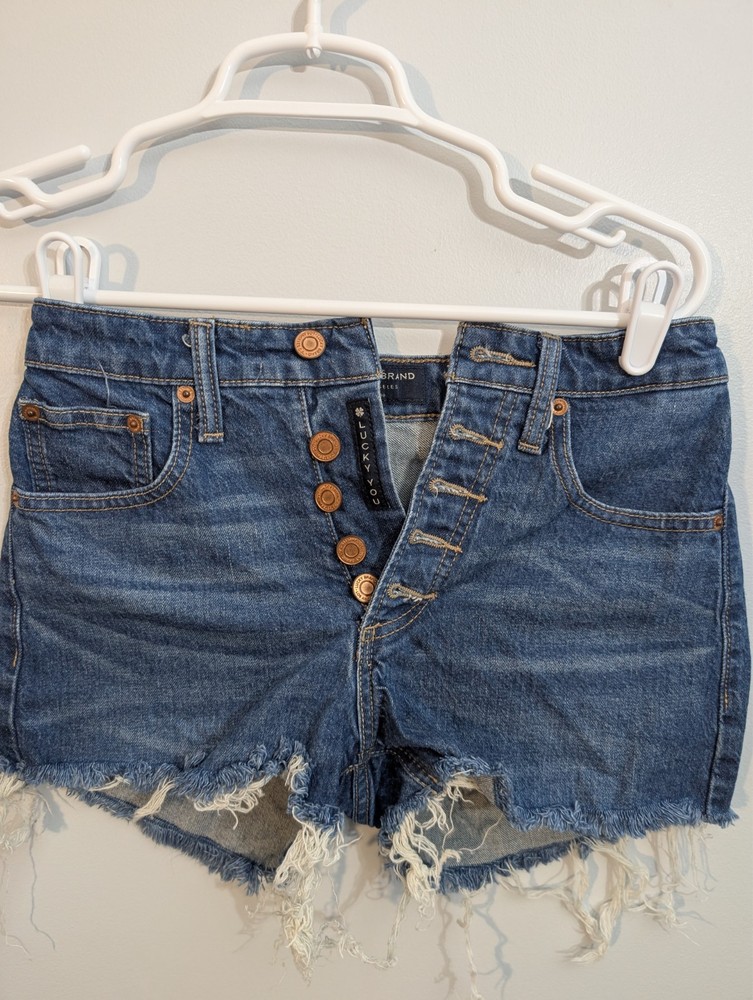 Z3 Lucky Brand Womens Cut Off Denim Jean Shorts Size 00/24 Button Fly Stretch