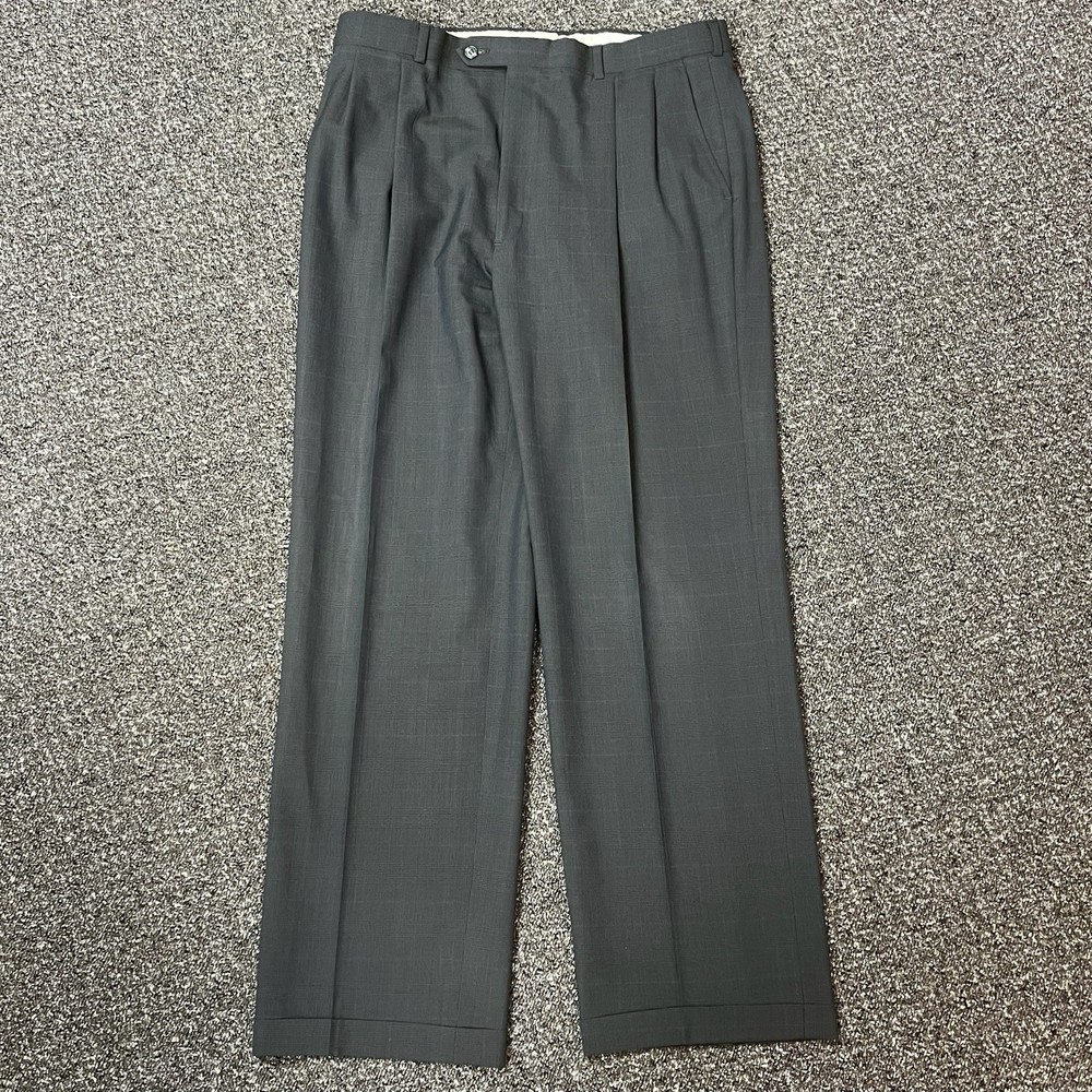 Unbranded Dress Pants Suit 36x30 Relaxed Fit Wide Leg Gray Premium