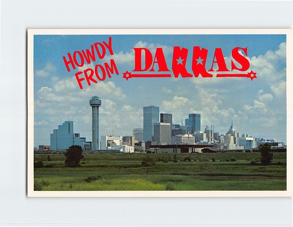 Postcard City Skyline Howdy from Dallas Texas USA