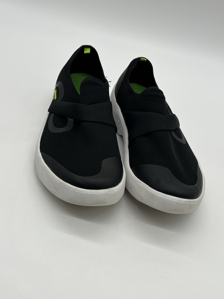 OOfos OOMG EEZEE Mens Size 14 Black Low Athletic Recovery Sneakers Comfort