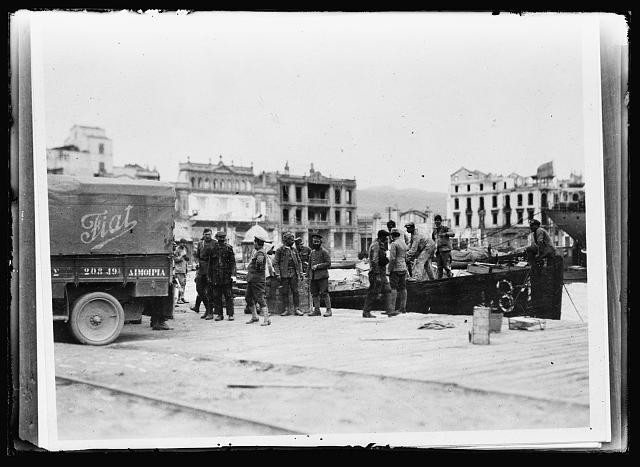 Salonica Greece 1919 American Red Cross Camionette Loading Relief Supplies