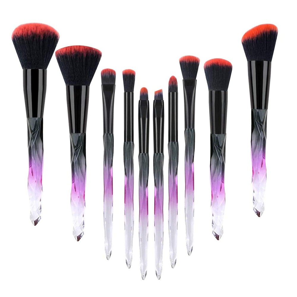 10 pcs Premium Synthetic Foundation Blending Blush Powder Eyeshadow Brush Set