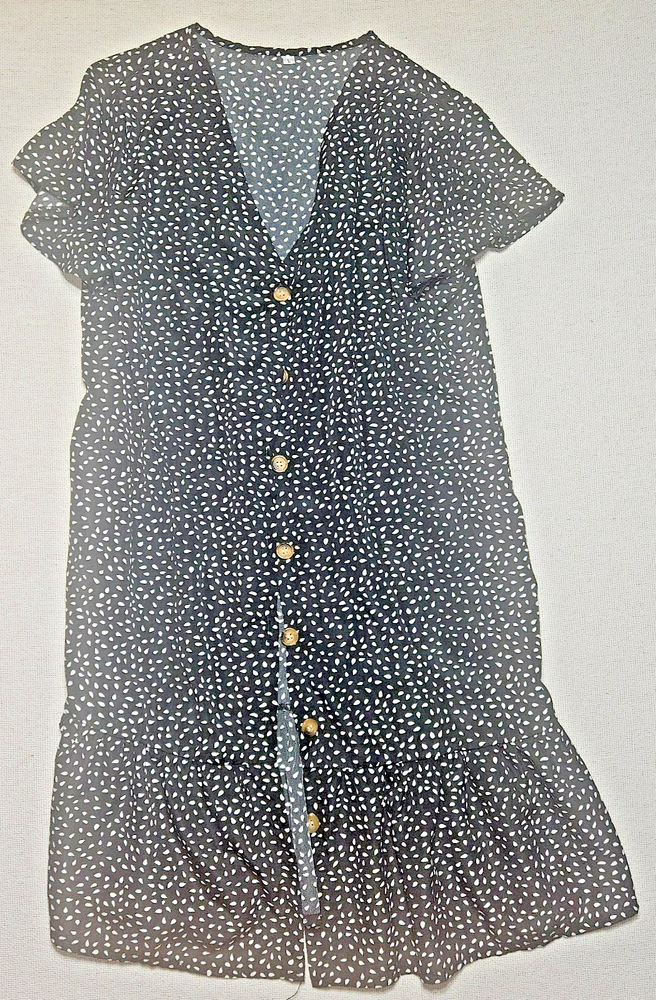 Dress Black & White Button Up Women's Large